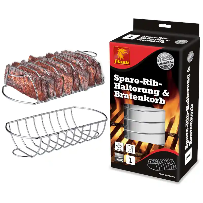 Spare-Rib-Halterung & Bratenkorb